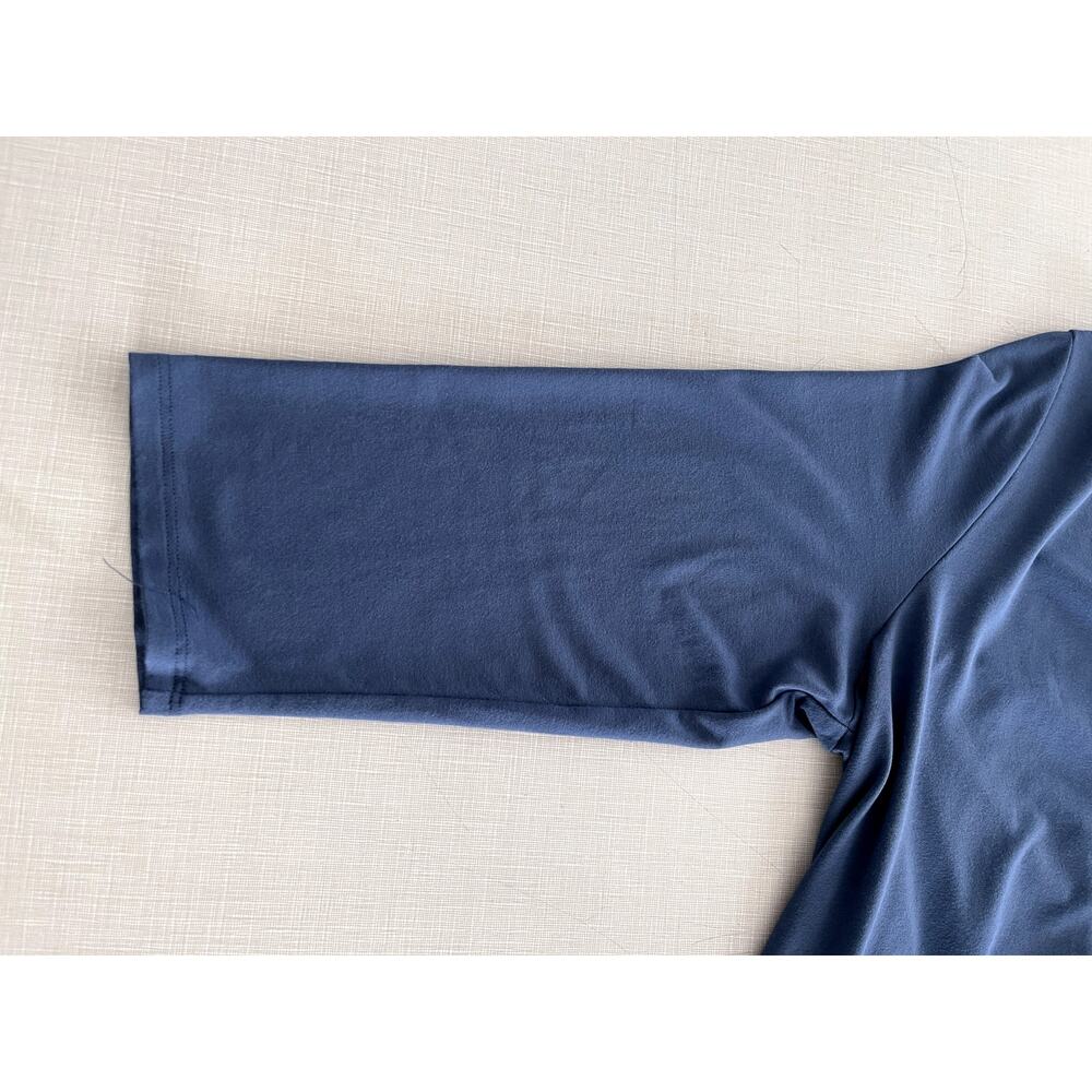 Eileen Fisher Sz L Drawstring Back Dress Blue A-Line Lagenlook Minimalist Sleek - Picture 7 of 11